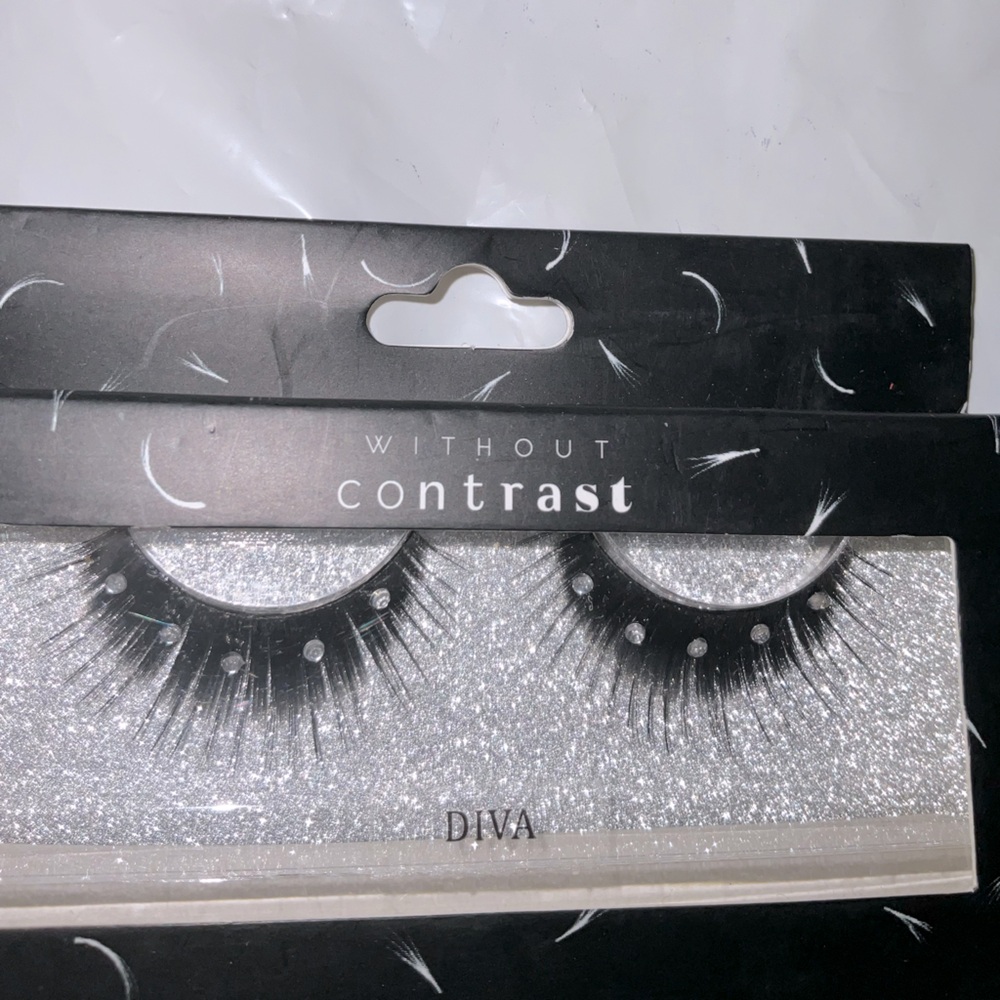 Diva WITHOUT CONTRAST Black False Eyelashes WITH CRYSTALS NEW